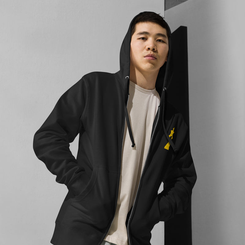 Swindle King Signature Zip-Up Hoodie – Black & Gold